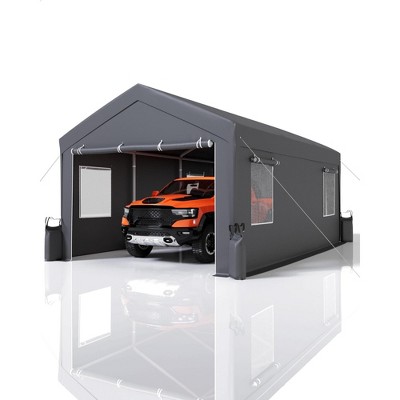 13'x20' Heavy Duty Carport - 200G All-Weather Tarp, Reinforced Steel Frame for Full-Size Trucks, UPF 50+ ( Gray)
