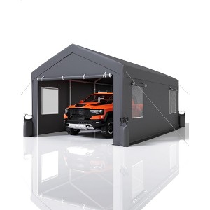 13'x20' Heavy Duty Carport - 200G All-Weather Tarp, Reinforced Steel Frame for Full-Size Trucks, UPF 50+ ( Gray) - 1 of 4
