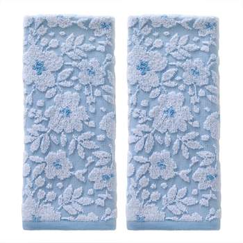 2pc Floral Jacquard Hand Towel Set Sky Blue - SKL Home