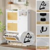 Hallway Rattan Shoe Cabinet w/ 3 Flip Drawers, Freestanding Organizer w/ Adjustable Shelves, Metal Knob, Narrow Shoe Rack Cabinet - 4 of 4
