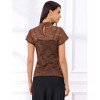 INSPIRE CHIC Women's Elegant Floral Lace Short Sleeve Keyhole Back Semi-Sheer Top - 4 of 4