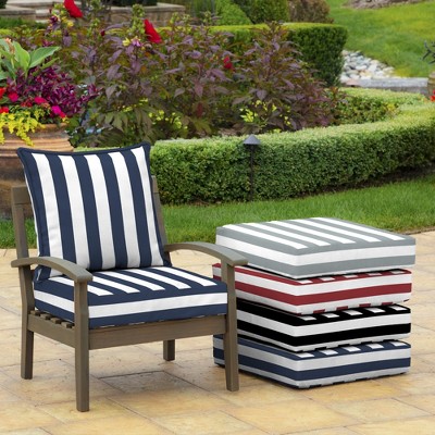 Sapphire Blue Cabana Stripe Outdoor Deep Seat Cushion Set