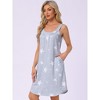 INSPIRE CHIC Women's Soft Sleeveless Short Pleated Wide Strap Sleep Dress with Pockets - 2 of 4