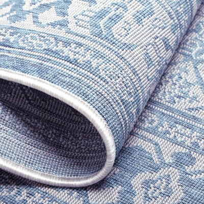 Blue and Gray Medallion Indoor/Outdoor Area Rug
