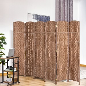 NicBex 6' Tall 6-panel Room Divider for Home, Wicker Weave Divider for Room Separation, for Home & Office, Natural - 1 of 4