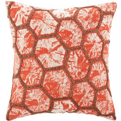 Falla Pillow - Orange/White - 20" X 20"  - Safavieh