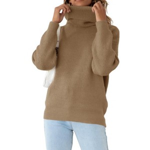 Women’s Elevated Oversized Turtleneck Sweater - Architectural Knit with Strategic Proportions Pullover Tops - 1 of 4