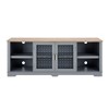 VYNXARIA Modern Farmhouse Light Blue TV Media Stand with Glass Door Cabinets for TVs Up to 80inch - 3 of 4