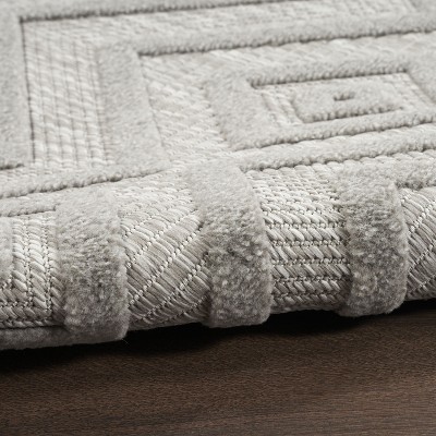 Silver Grey Diamond Flatweave Indoor Outdoor Area Rug 7' x 10'