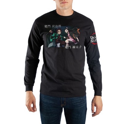 Demon Slayer Anime Cartoon Mens Black Long Sleeve Shirt : Target