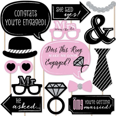 Big Dot of Happiness Omg, You're Getting Married - Engagement Photo Booth Props Kit - 20 Count