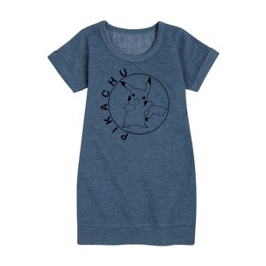 Girls' - Pokémon - Happy Pikachu Graphic Short Sleeve Fleece Dress - 1 of 4