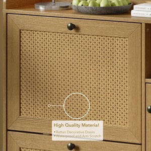 Rattan Shoe Cabinet, Shoe Cabinets with 3 Flip Drawers, Free Standing Narrow Shoe Storage Organizer with Adjustable Shelves - 1 of 4