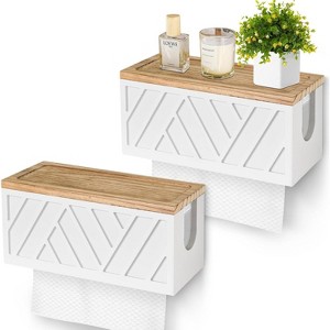 Wall Mounted Paper Towel Dispenser with Lid, Solid Wood Holder for C-Fold & Z-Fold Paper Towels - 1 of 4