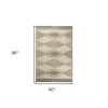 Beige Brown And Gray Wool Geometric Hand Woven Area Rug - 3 of 4