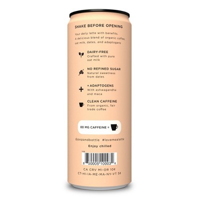 Pop &#38; Bottle Mocha Cold Brew Oat Milk Latte with Adaptogens - 8 fl oz Can