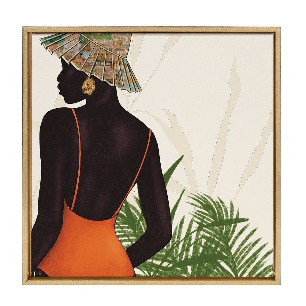 Photos - Other Decoration Kate & Laurel All Things Decor 22" x 22" Sylvie So So Tropical Framed Wall Canvas by Mary Joak Gold: Modern Style, Digital A