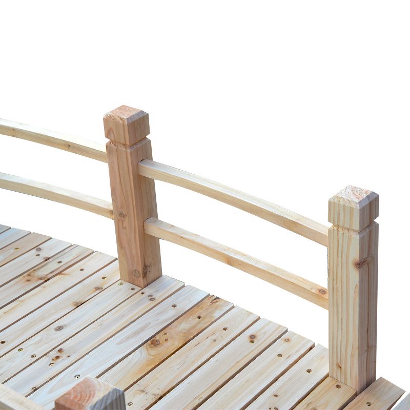 Outsunny 5 ft Wooden Garden Bridge Arc Stained Finish Footbridge with Railings for your Backyard, 5 of 9