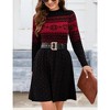 Women Long Sleeve Knitted Crewneck High Waist A-Line Cute Mini Sweater Dress Ugly Black XXL - 3 of 4