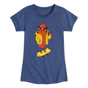 Girls' - Instant Message - Hot Dog Skater Fitted Short Sleeve Graphic T-Shirt - 1 of 4