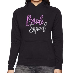 LA Pop Art Women's Word Art Hooded Sweatshirt - Bride Squad - 1 of 4