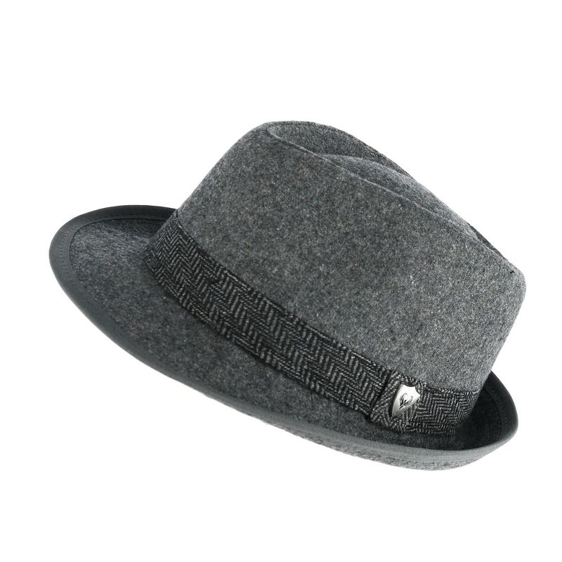 Ascentix Men's Wool Blend All Season Fedora Hat with Herringbone Band, 2 of 7