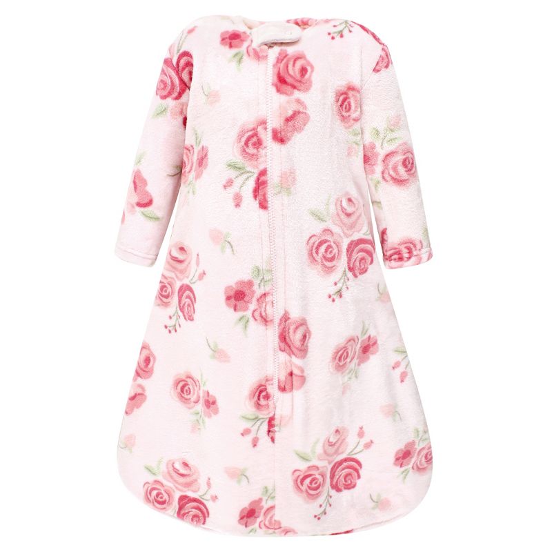 Hudson Baby Infant Girl Plush Sleeping Bag, Sack, Blanket, Blush Rose Long-Sleeve, 1 of 3