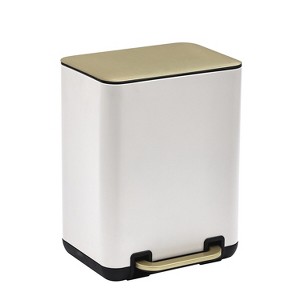SunnyPoint Trash Can with Plastic Inner Bucket 1.58 Gallon White&Gold (YH-6LTCAN-WGD) - 1 of 3