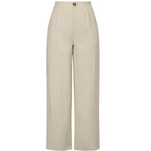 INSPIRE CHIC Women's Elastic High Waist One Button Lightwieght Wide Leg Pants with Pockets - 1 of 4