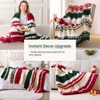 Christmas Chunky Knit Blanket, 50x60, Soft Chenille Throw, Striped Red Green - 4 of 4