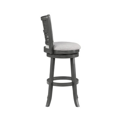 Gray Wood Swivel Bar Stool with Fabric Seat