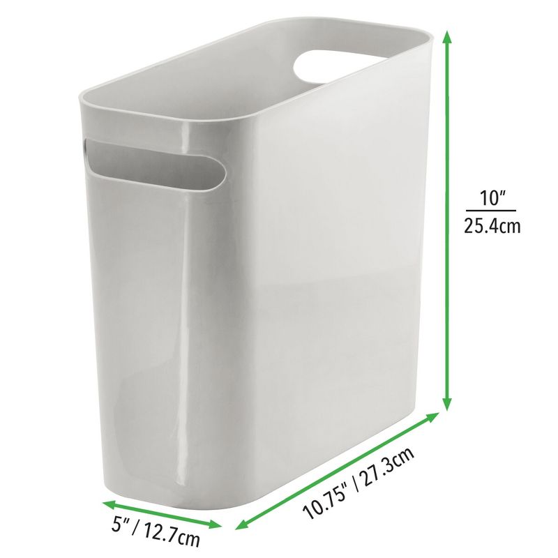 mDesign Plastic Small 1.5 Gal./5.7 Liter Trash Can with Built-In Handles, 4 of 7