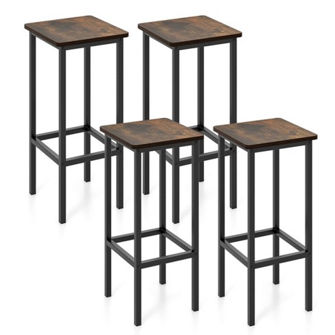 Tangkula 4PCS 26" Bar Stool Set w/Metal Frame Footrest Backless Counter Height Stool Brown - image 1 of 4