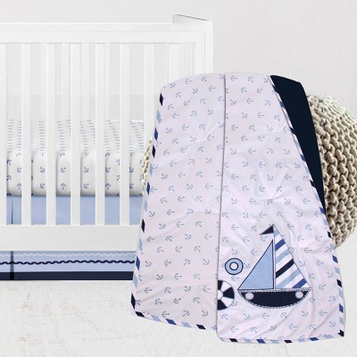 Bacati - Little Sailor Anchor Boat Blue Navy 3 pc Crib Bedding Set