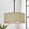 LNC Hemaaolay 4-Light 15.5" Modern Drum Small Chandelier, Black with White Art Glass - 2 of 4