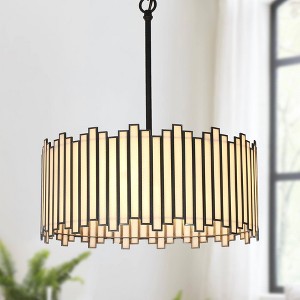 LNC Hemaaolay 4-Lights Modern Drum Small Chandelier,Gold/Black - 1 of 4