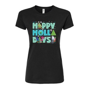 Women's - Trolls - Happy Holla Days Branch and Poppy Juniors Fitted Graphic T-Shirt - 1 of 3
