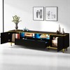 70.9" TV Stand with LED Lights, 2 Drawers, 2 Cabinets & Open Shelves, Golden Trim & Metal Legs, Entertainment Console for TVs up to 75" - 2 of 4