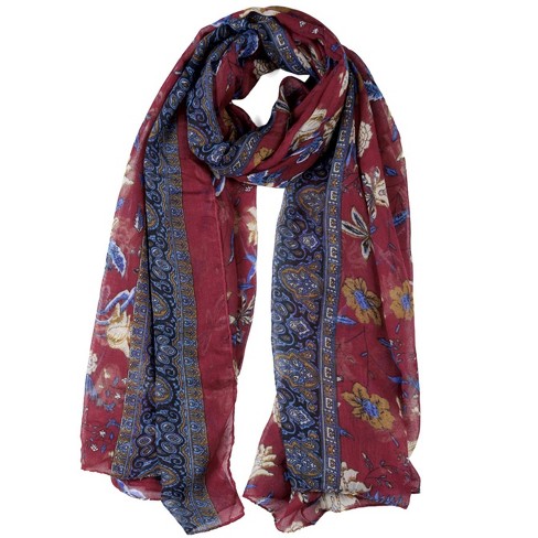 Unique Bargains Adult Long Chiffon Floral Print Scarves for Women 