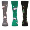 MeMoi Men's 3 Pair Pack Christmas Novelty Crew Socks Black-Black 10-13 - 2 of 3