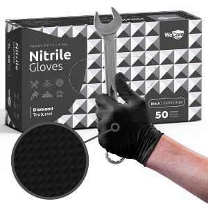 WeCare Diamond Textured Black Nitrile Gloves, 8 Mil Thickness - Perfect for Industrial & Automotive Work - 1 of 4