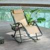 Outdoor Rocking Chairs, Foldable Reclining Zero Gravity Lounge Rocker with Pillow, Phone & Cup Holder, Combo Design with Folding Legs - 2 of 4
