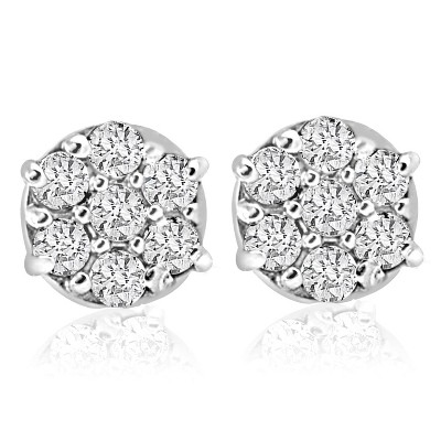 Pompeii3 1/4cttw Diamond Cluster Womens Studs in 10k White Gold