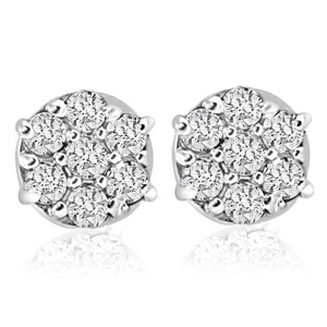 Pompeii3 1/4cttw Diamond Cluster Womens Studs in 10k White Gold - 1 of 4