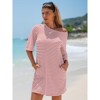 EXLURA Women's 2025 Summer Oversized Short Sleeve T Shirt Dress Casual Crew Neck Striped Tops Loose Sundress with Pockets - 2 of 4