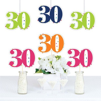 Big Dot of Happiness 30th Birthday - Cheerful Happy Birthday - Thirty Shaped Decorations DIY Colorful Thirtieth Birthday Party Essentials - Set of 20