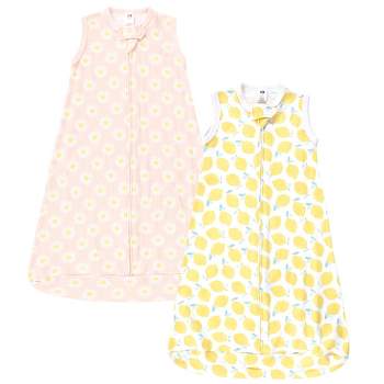 Hudson Baby Infant Girl Cotton Long-Sleeve Wearable Sleeping Bag, Sack, Blanket, Lemon Daisy Sleeveless