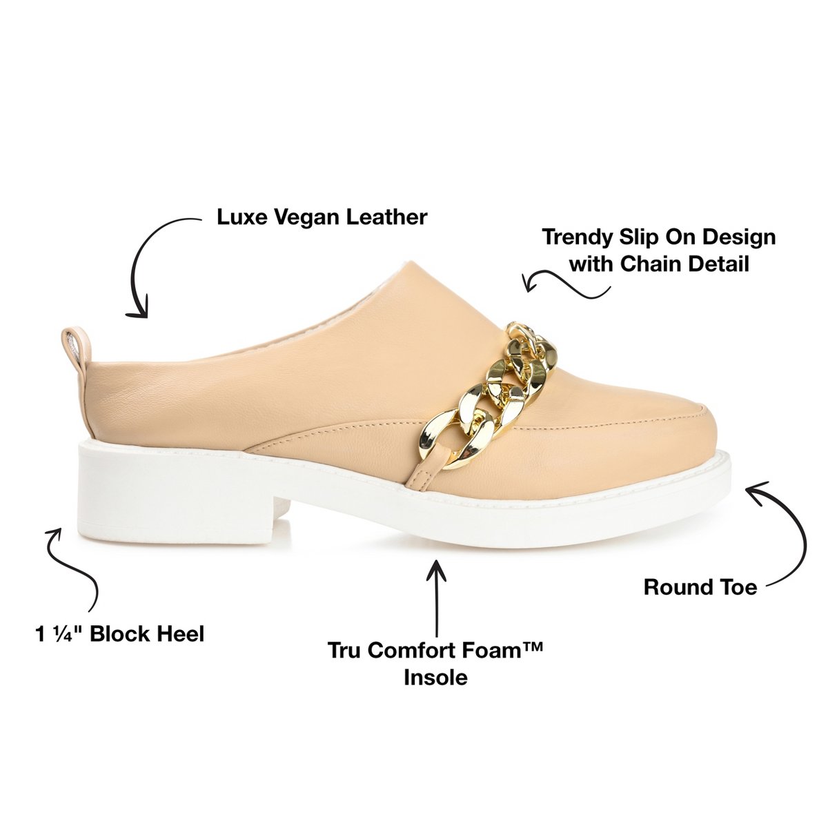 Женские сабо Journee Collection Women's Sheah Mules Round Toe Slip On Flats Tan 7 — фото 8