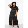 Slickblue Women's Plus Size Puff Sleeve Maxi Dress, Lace Inserts, Stylish Design, White/Black, Size 1XL-3XL - 2 of 4