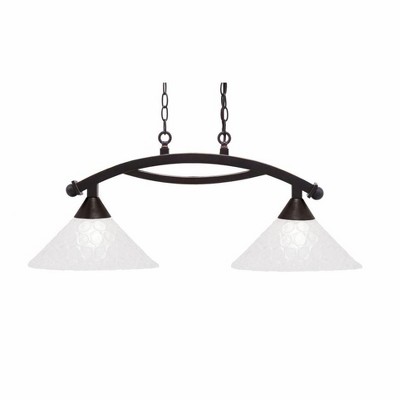 Toltec Lighting Bow 2 - Light Island Pendant Light in  Dark Granite with 12" Italian Bubble Shade